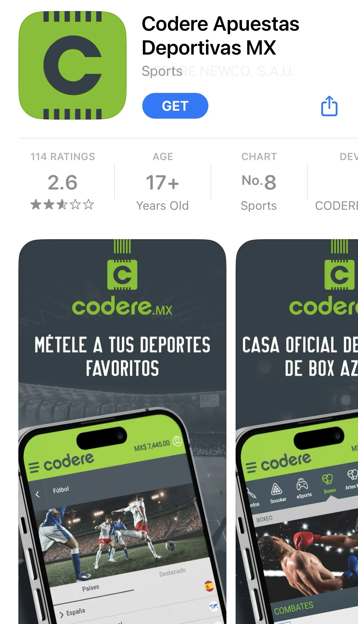 Descarga la app del casino online Codere app store