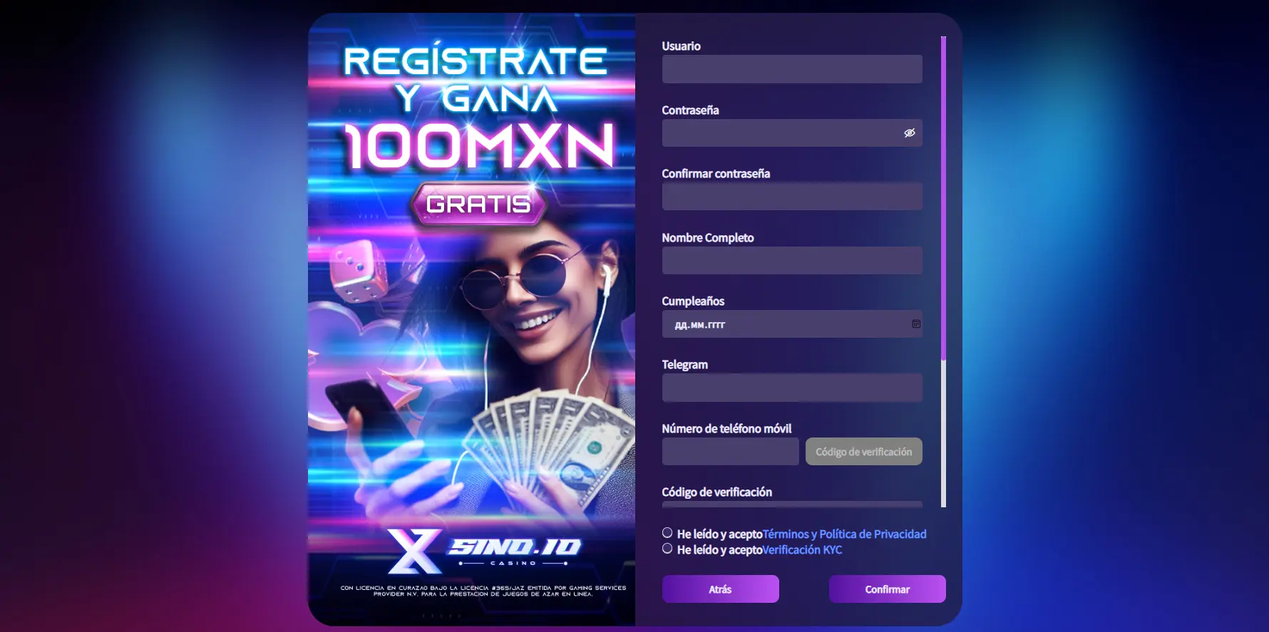 Inicio de sesión y registro en el casino Xsino Mexico Inicio de sesión y registro en el casino Xsino